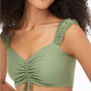NWT Aeropostale Cinched V-Neck Cropped Tank Top Green Size Small